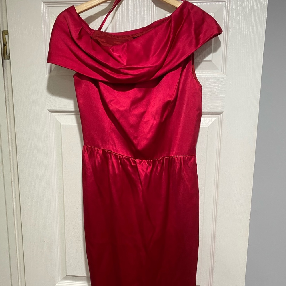 Red satin Carmen Marc Volvo dress